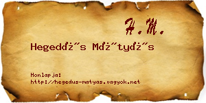 Hegedűs Mátyás névjegykártya